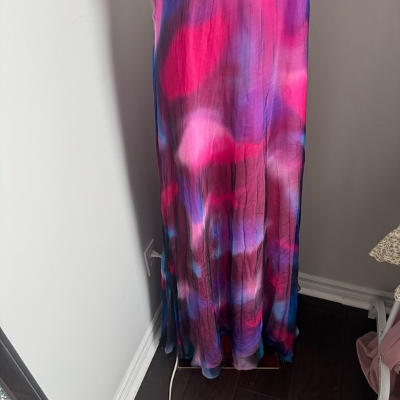 Jovani Strapless Watercolor Maxi Dress – Fairycore Formal Gown 10 silk - Picture 4 of 13